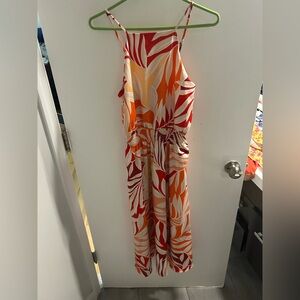 Ann Taylor Peach and Coral Patterned Dress